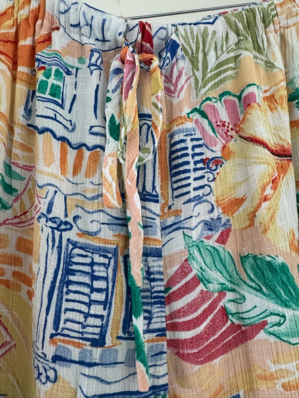 14 - NWT Tropical Print Wide-Leg Lounge Pants in Multicolor Size L | 100% Rayon - Picture 4 of 7